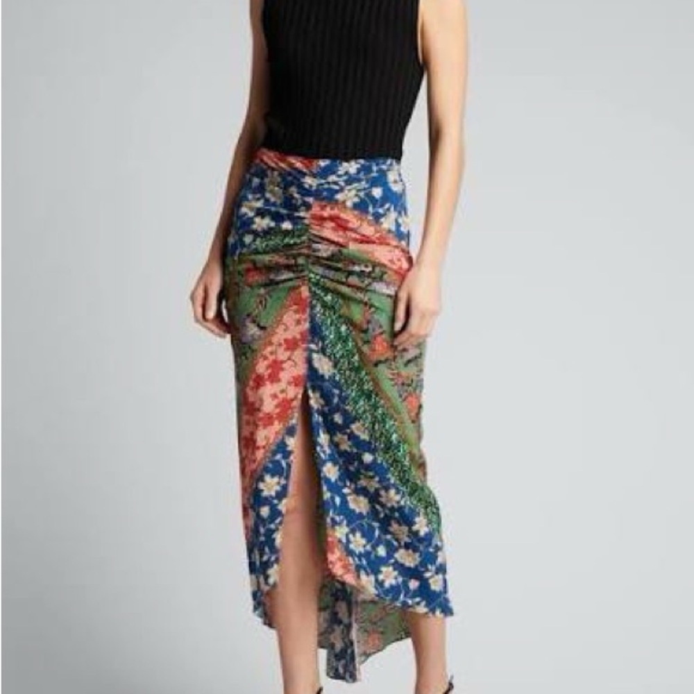 Veronica Beard Pixie floral silk midi skirt